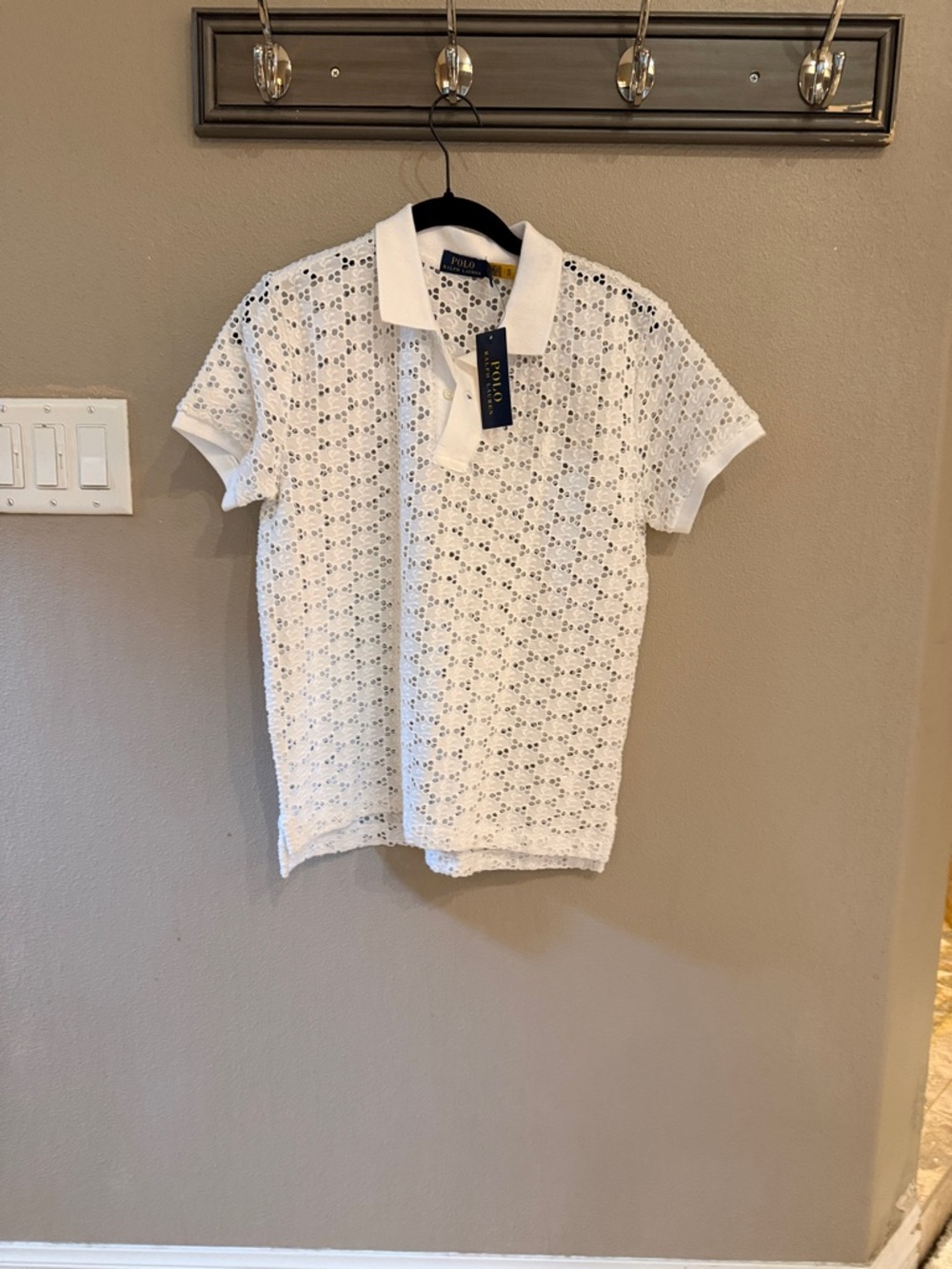 Polo by Ralph Lauren White Eyelet Polo Top